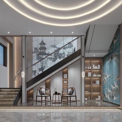 新中式楼梯间3D模型