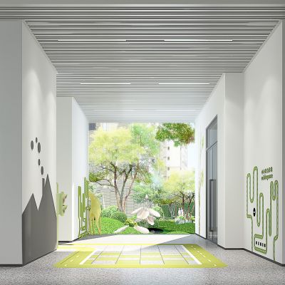 儿童娱乐场，儿童休息区，鹿，