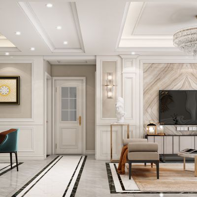 简欧客餐厅，客餐厅，轻奢客餐厅，