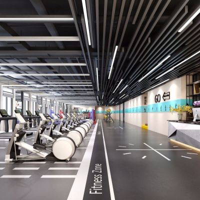 工业风健身房 跑步机