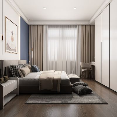 现代卧室，主卧，卧室，