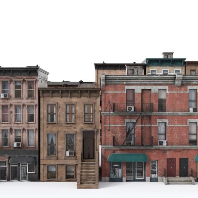 美式建筑群，欧美建筑，欧式建筑，美式建筑，住宅楼，配楼，裙楼，街道住宅，建筑群