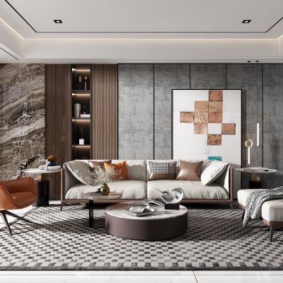 现代轻奢皮艺沙发组合