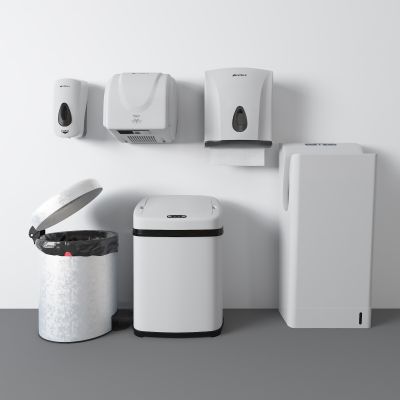 现代垃圾桶 干手机 卫生纸