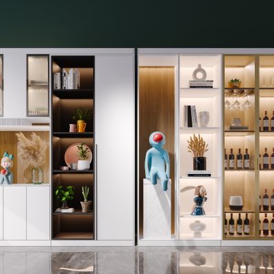 现代简约北欧轻奢风格餐厅酒柜边柜