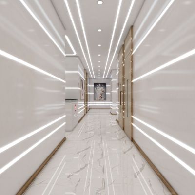 现代医院过道，护士站，过道，