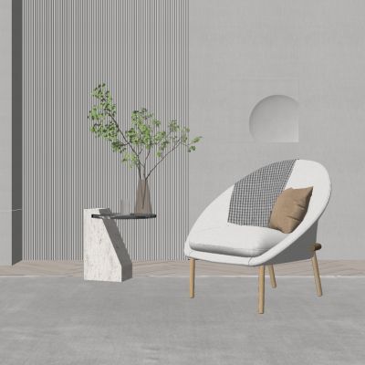 北欧单椅边几组合SU模型