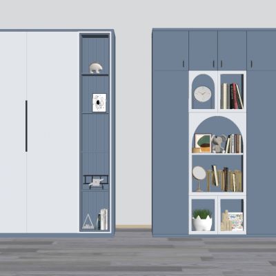 现代儿童衣柜组合摆件SU模型