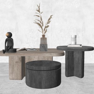 现代茶几雕塑SU模型