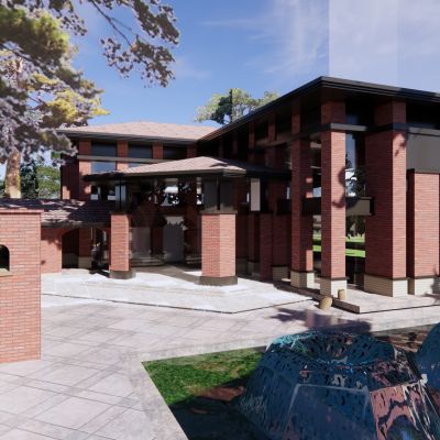 现代风格红砖售楼处，示范区，小共建