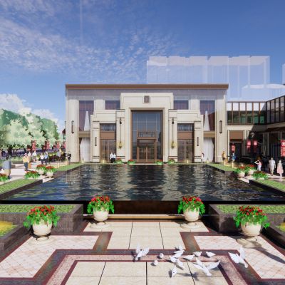 新中式风格示范区，售楼处，沿街商业，社区商业