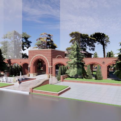 现代风格红砖售楼处，示范区，小共建