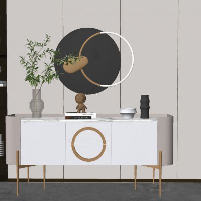 现代玄关柜挂画SU