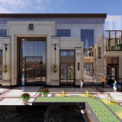 新中式风格示范区，售楼处，沿街商业，社区商业