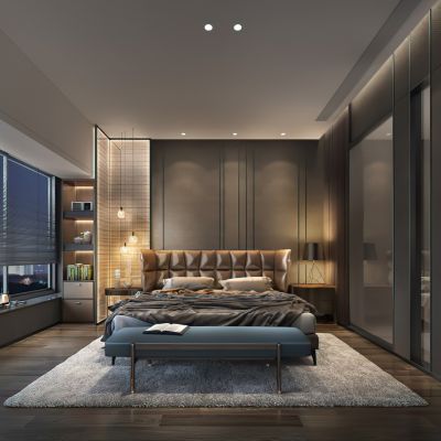 样板房现代卧室3D模型