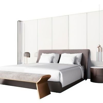 现代卧室床品3D模型