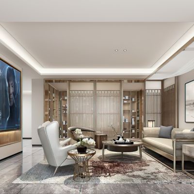 新中式别墅客厅