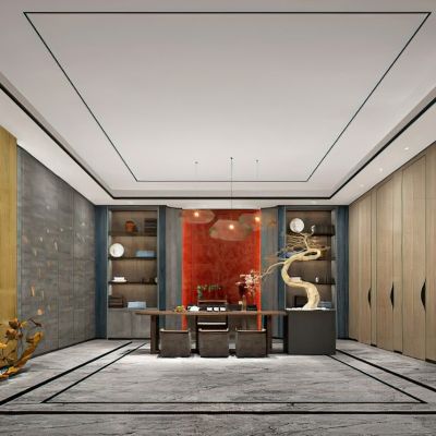 茶室新中式3D模型