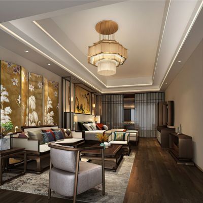 新中式住宅样板房客厅