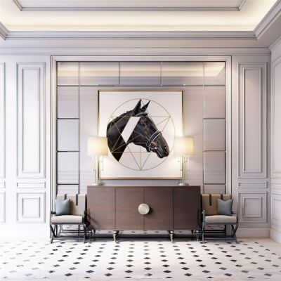 欧式客厅玄关走道3D模型