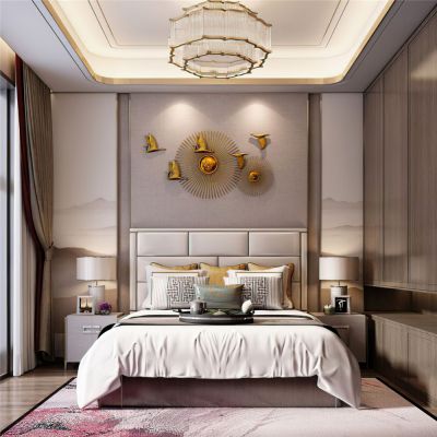 现代样板房卧室3D模型