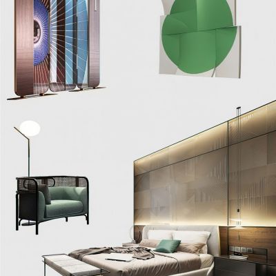 现代样板房卧室3D模型