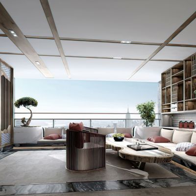 现代样板房阳台3D模型