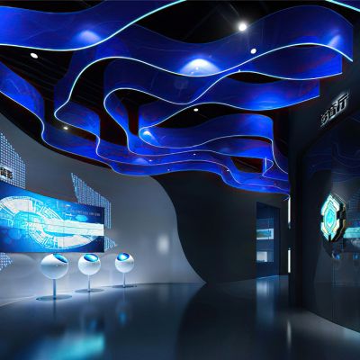 现代科幻展厅过道影音室