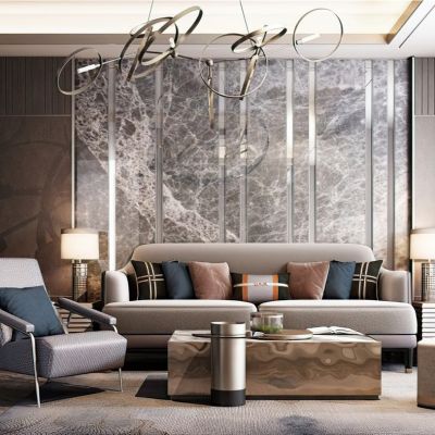 现代样板房客厅沙发组