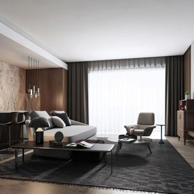 现代客厅沙发茶几组合