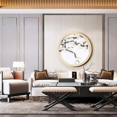 新中式客厅沙发茶几