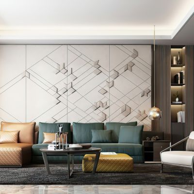 新中式沙发茶几组合