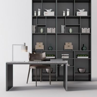 现代书柜书桌休闲椅