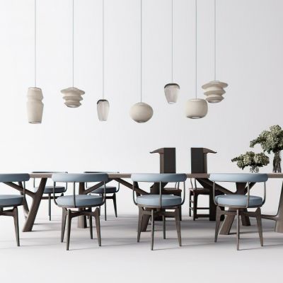 现代休闲椅吊灯装饰台