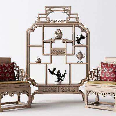 中式博古架休闲椅子