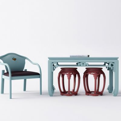 新中式休闲椅圆凳桌子