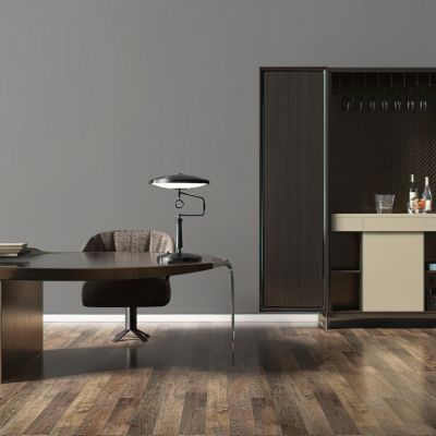 现代豪华书桌酒柜休闲椅