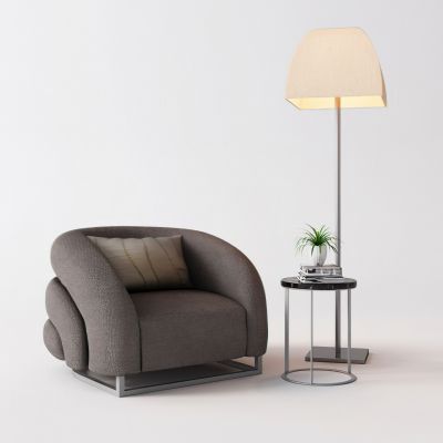 现代休闲沙发落地灯边几