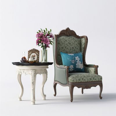 欧式古典边几单椅