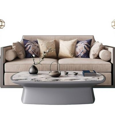 新中式沙发茶几组合