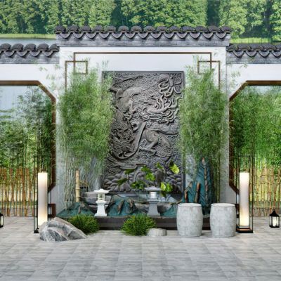 中式竹子庭院