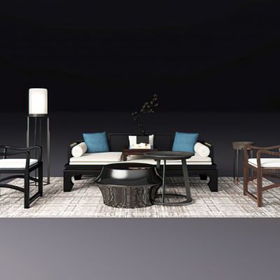 新中式沙发组合落地灯