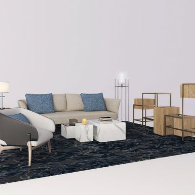 现代样板房客厅沙发组合