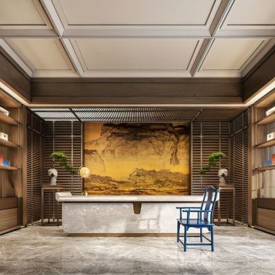 新中式酒店前台接待