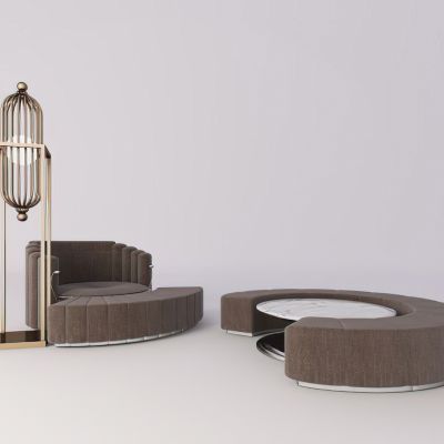 现代落地灯弧形沙发