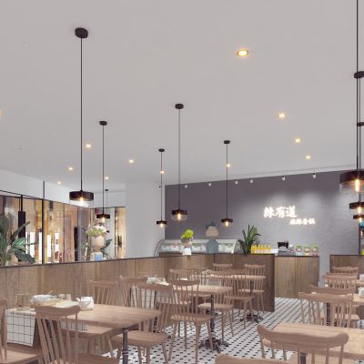 北欧现代简约轻奢风格餐厅大堂