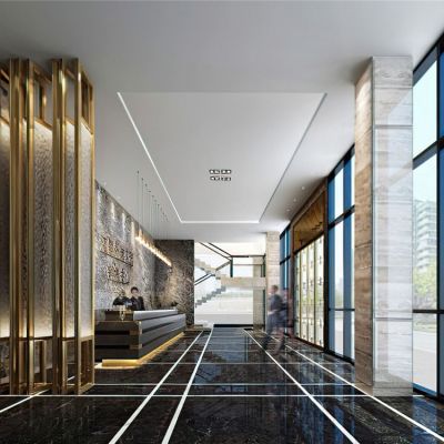 现代售楼处前台3D模型