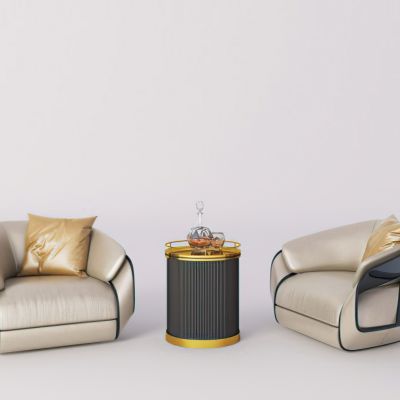 现代豪华休闲沙发边几