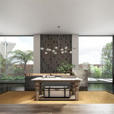 度假酒店前台接待装饰台