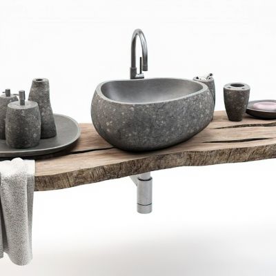 石头原木洗手台